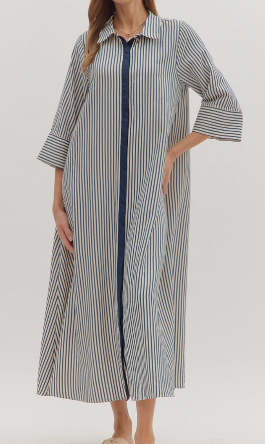 1796 Striped Midi Dress