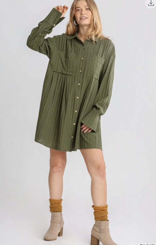 1813 Pleated Shirt Dress