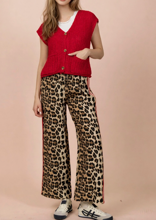 1910 Side Stripe Leopard Pants