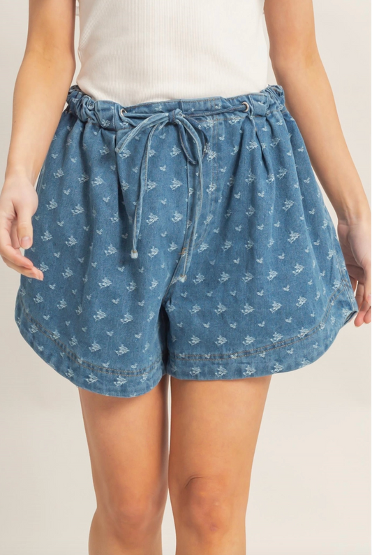 1920 Drawstring Denim Shorts