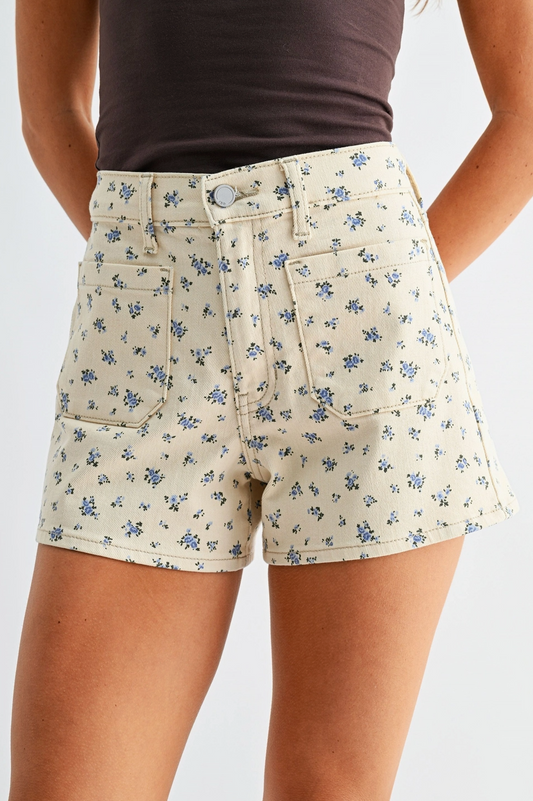 1937 Floral Patch Pocket Denim Short