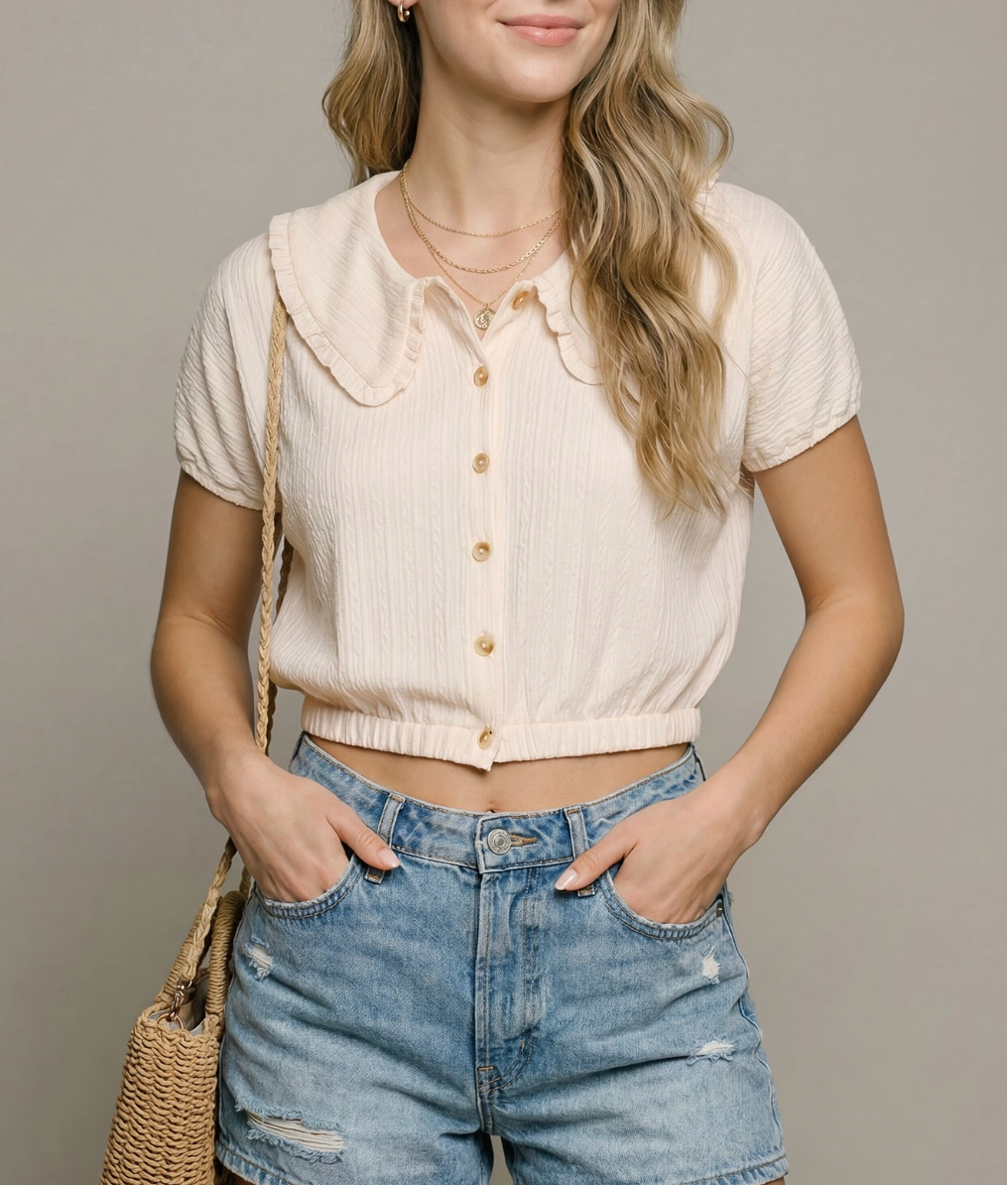 1964 Ruffle Collard Top