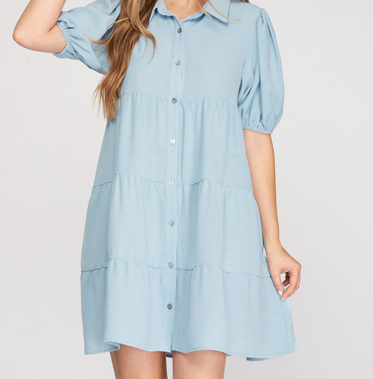 1735 Tiered Shirt Dress
