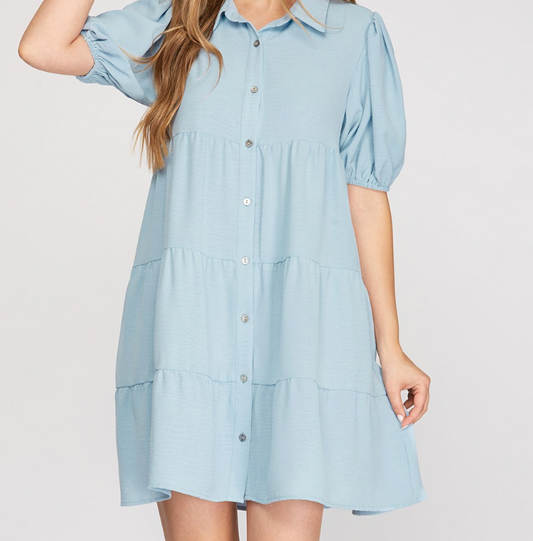 1735 Tiered Shirt Dress