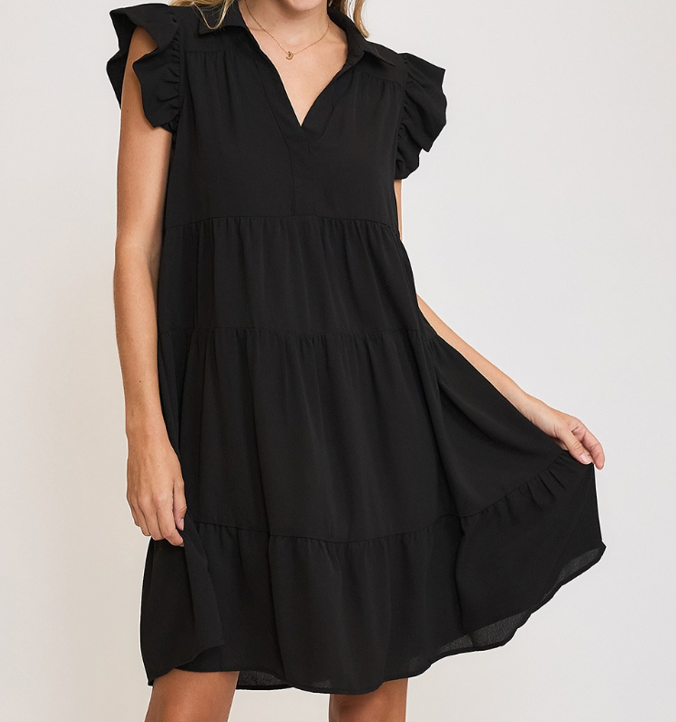 1741 Ruffle Sleeve Tiered Dress