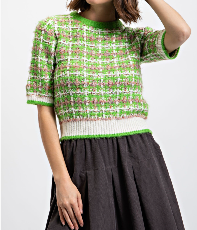 1848 Tweed Sweater Top