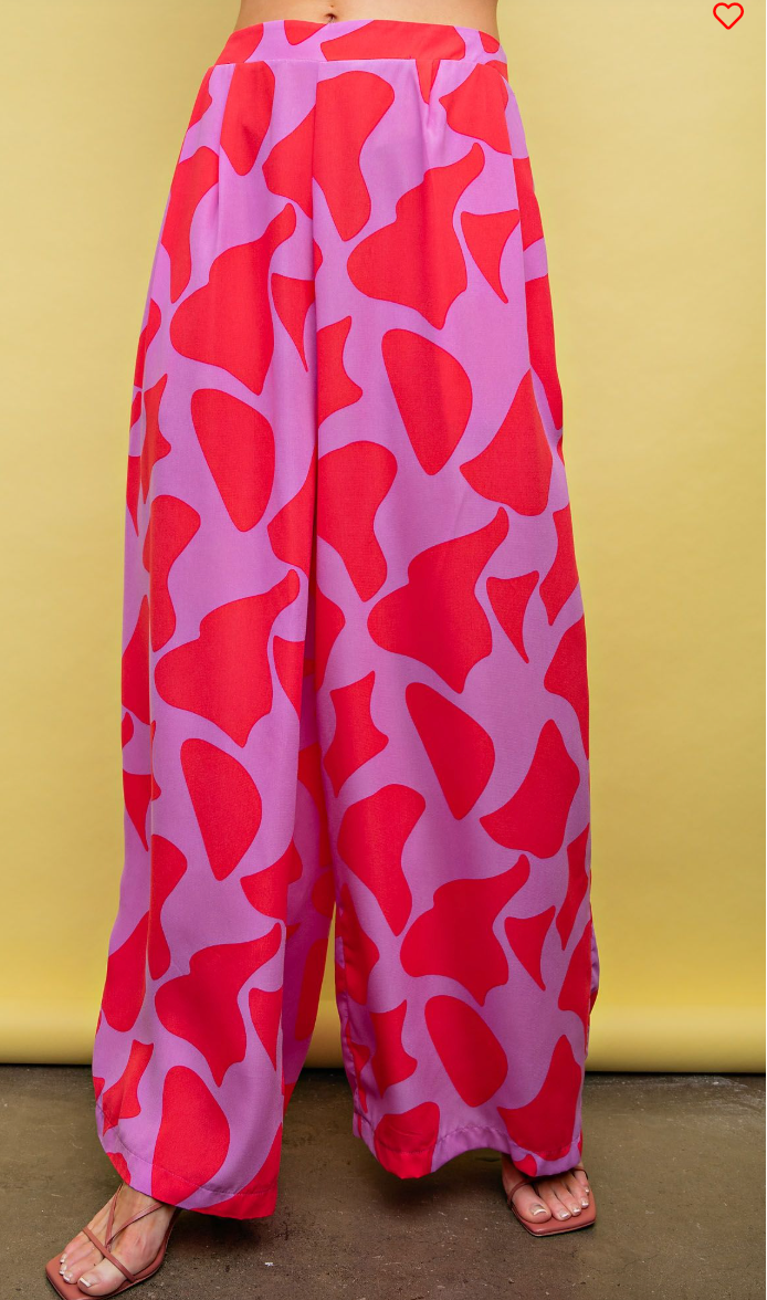 1870 Printed Wide Leg Pants