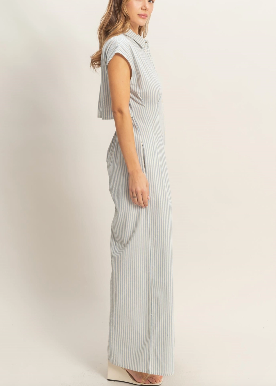 1921 Striped Button Down Jumpsuit