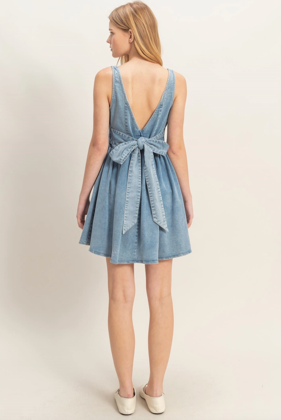 1934 Square Neck Denim Dress