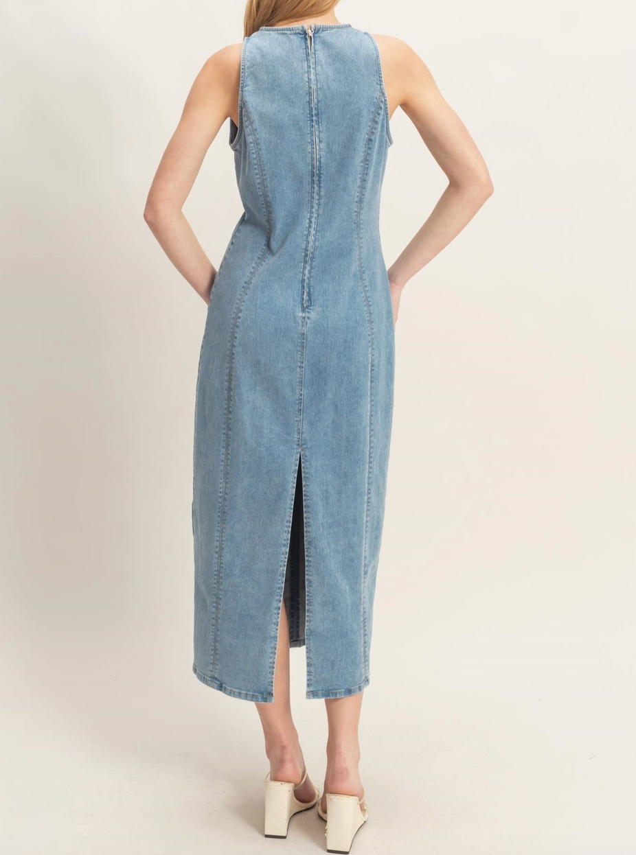 1935 Sleeveless Denim Midi Dress