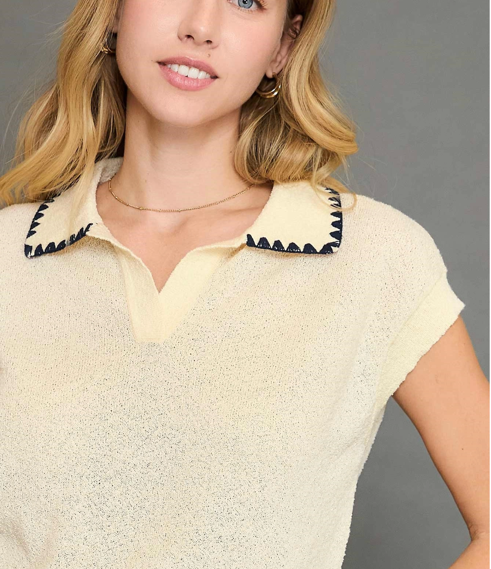 2083 Knit Collared Top