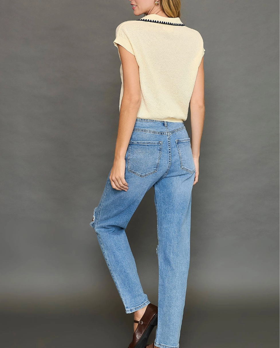 2083 Knit Collared Top