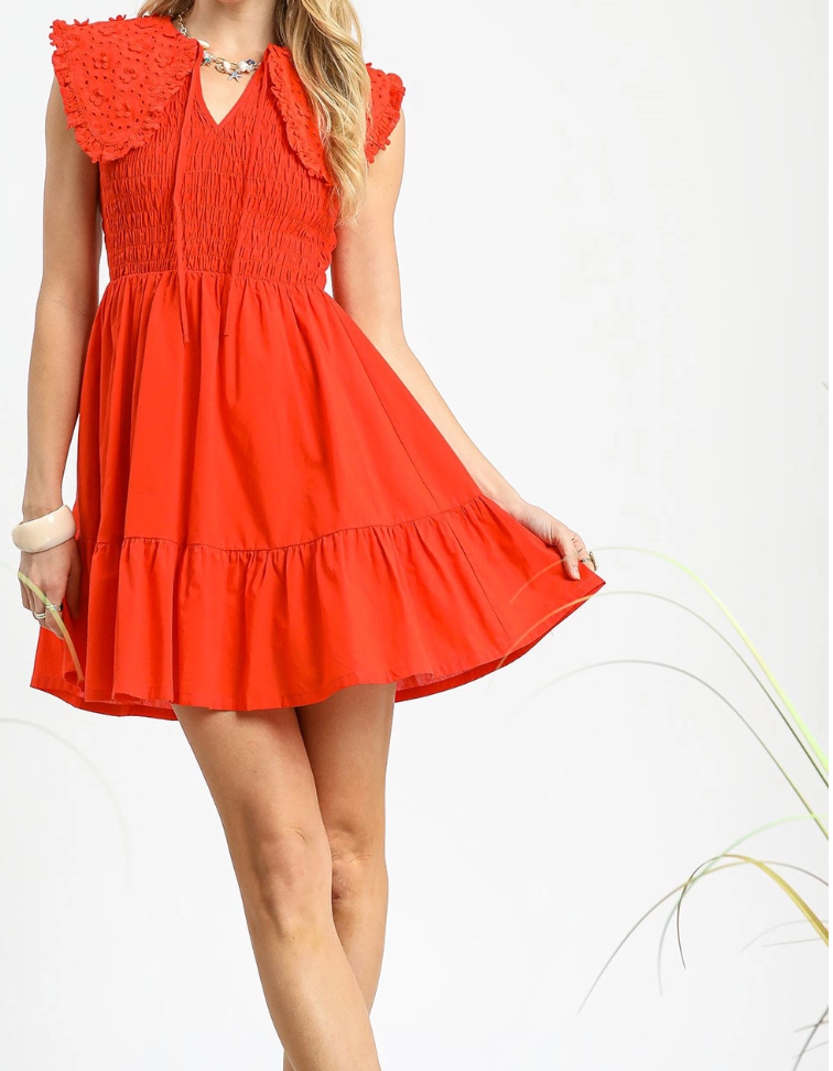 2091 Collar Smocked Mini Dress