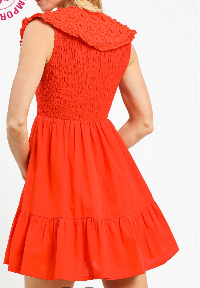 2091 Collar Smocked Mini Dress