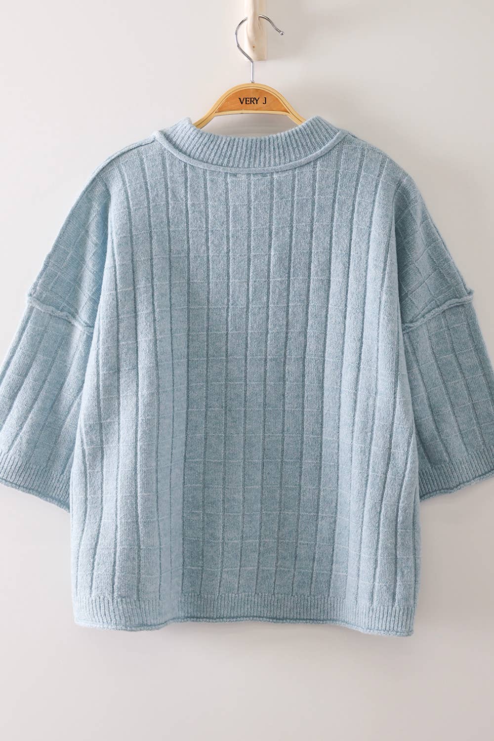 2131 Cropped Length Ribbed Knit Sweater