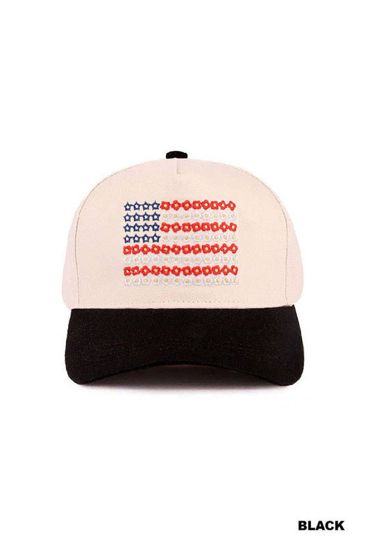2115 Star Floral American Flag Trucker Hat