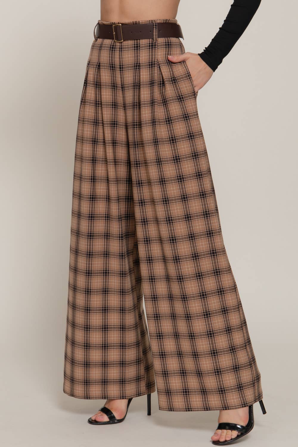 2134 Plaid Wide Leg Pants