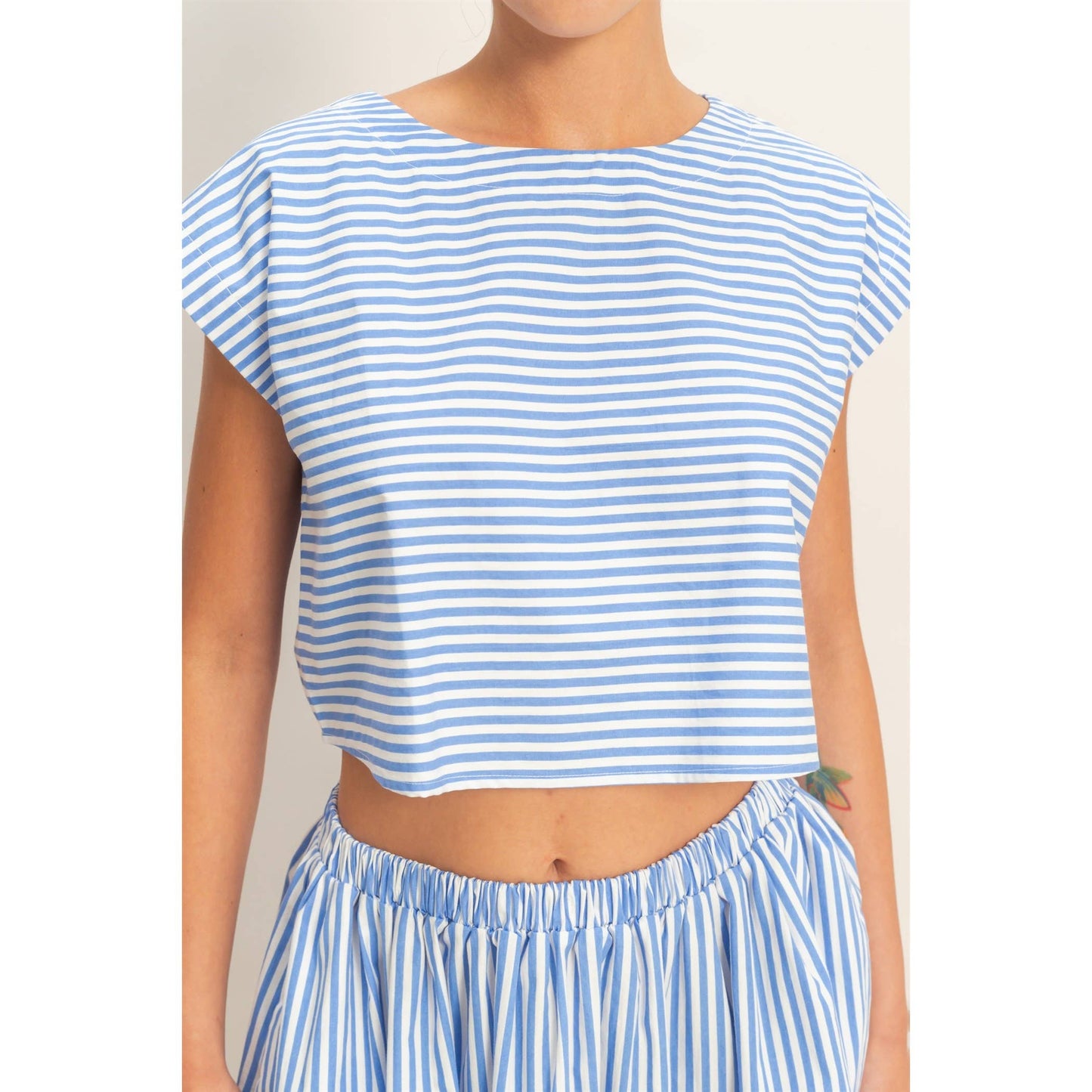 2056 Striped Dolman Sleeve Top & Skirt Set