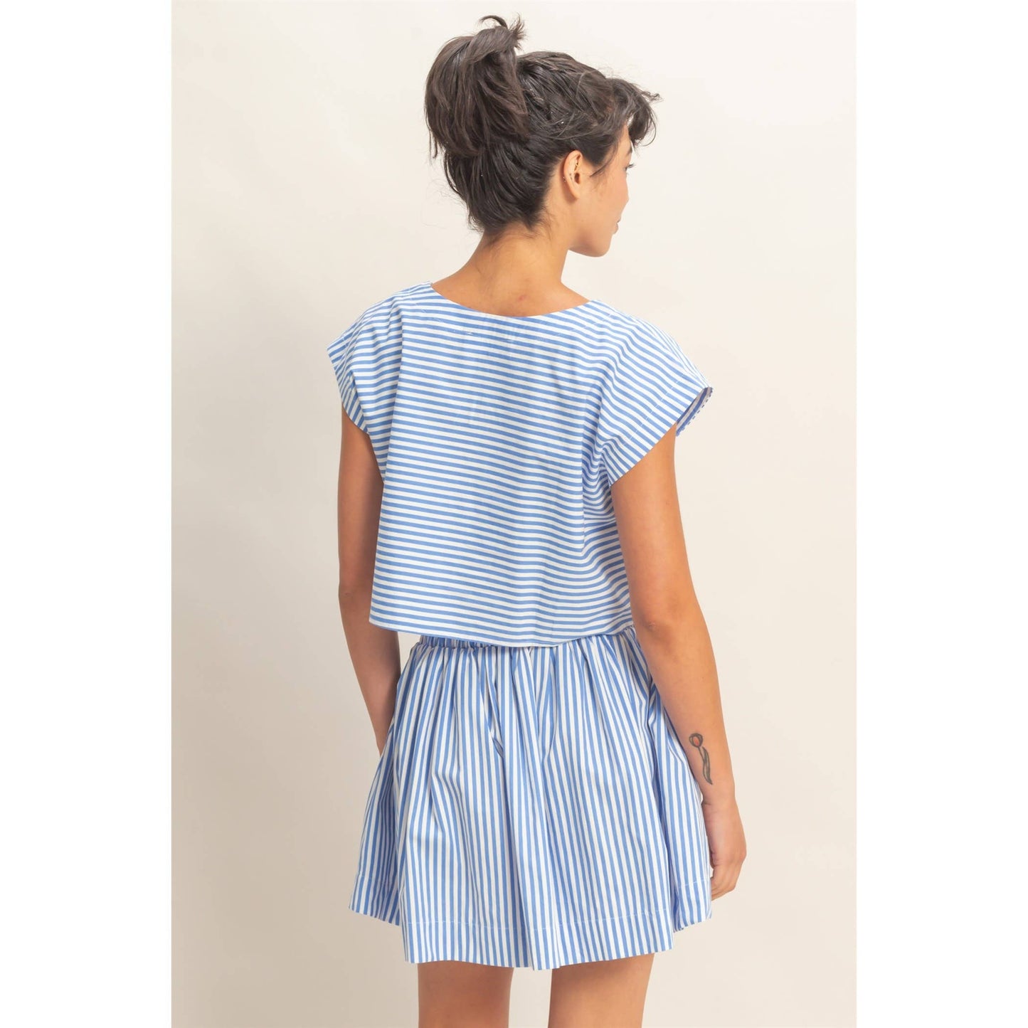 2056 Striped Dolman Sleeve Top & Skirt Set