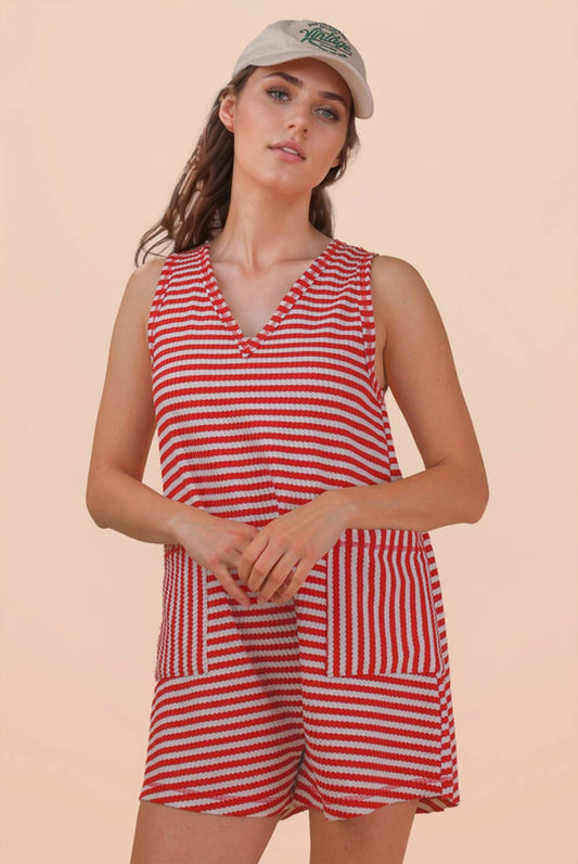 2071 Striped Casual Romper