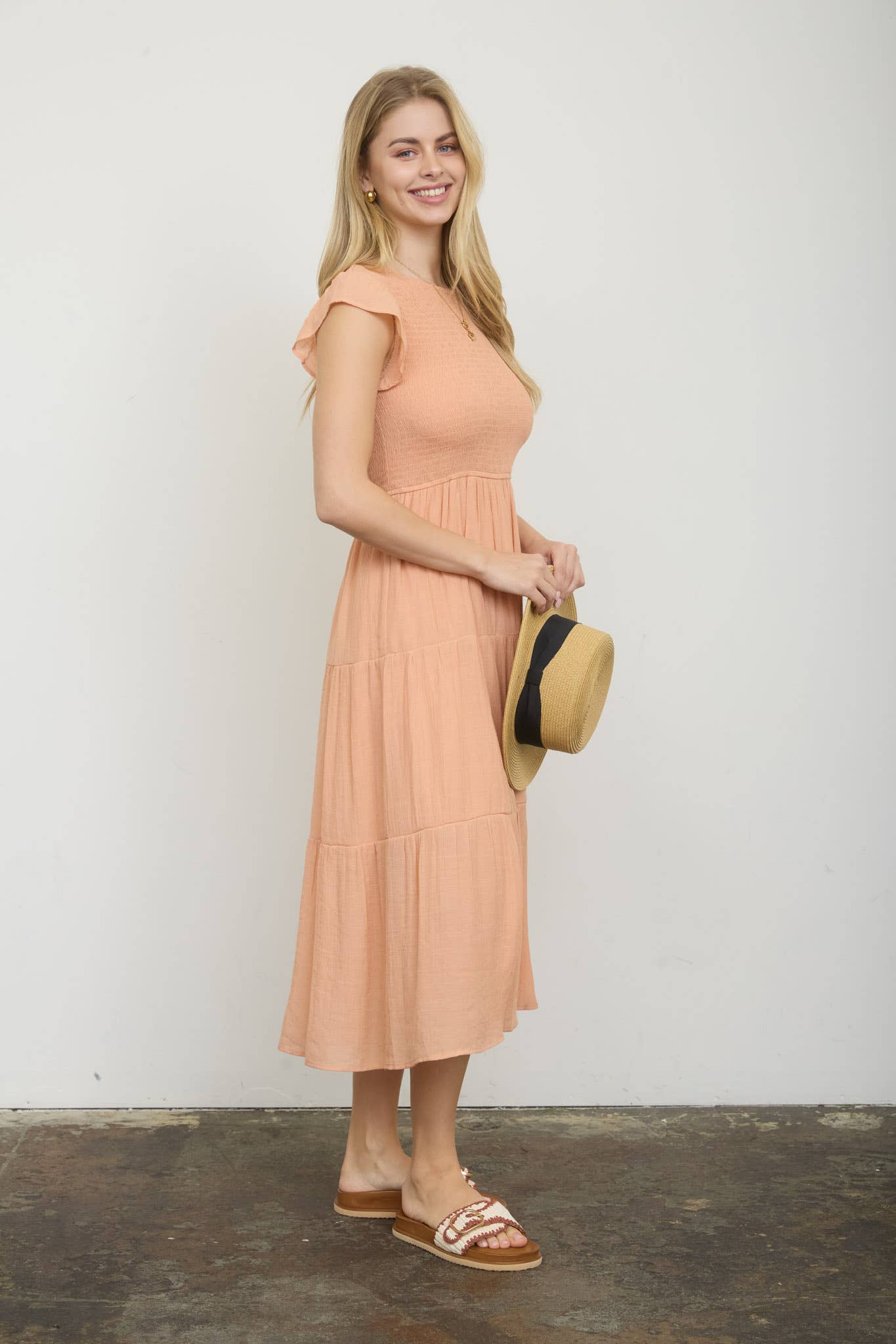 2049 Tiered Smocked Midi Dress