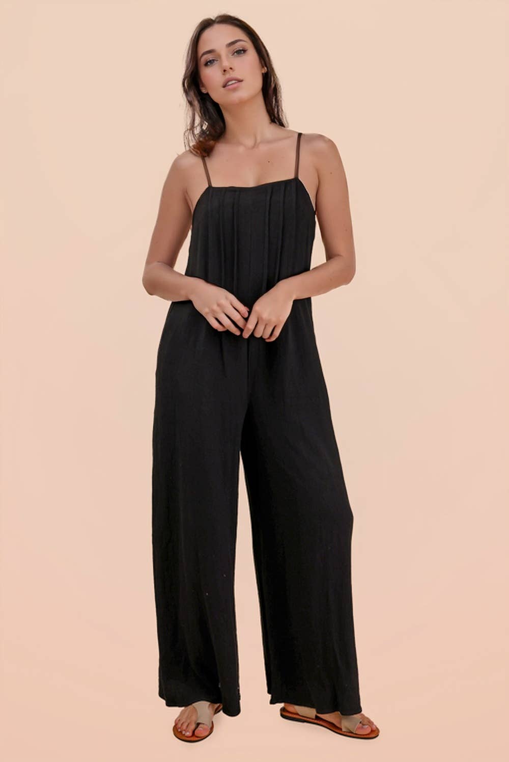 2067 Pleated Sleeveless Jumpsuit