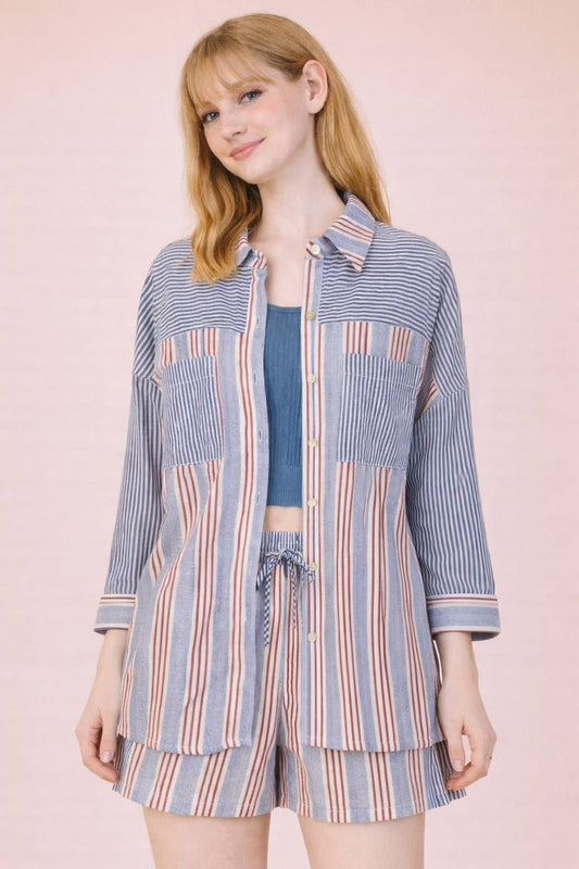 2070 Stripe Shorts Set