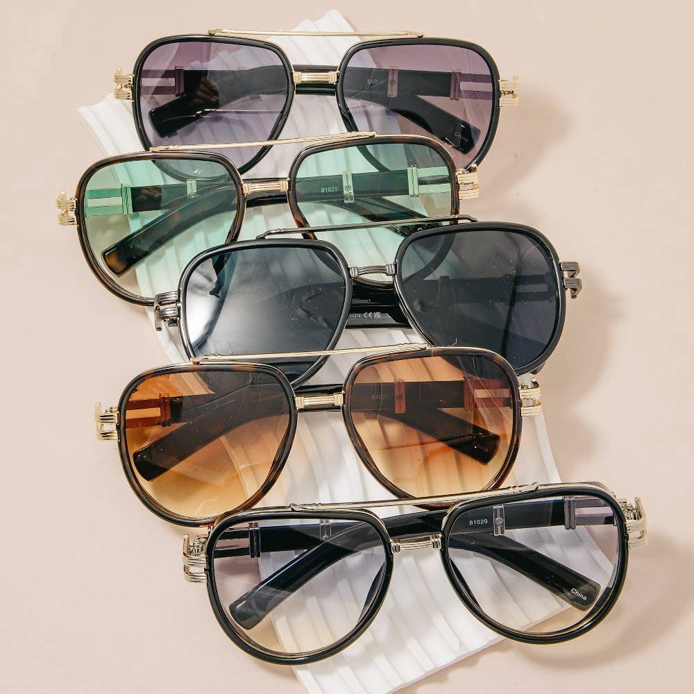 2029 Thin Aviator Frame Double Bridge Sunglasses