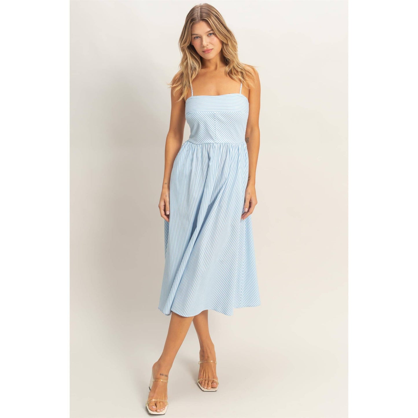2061 Striped Spaghetti Strap Dress
