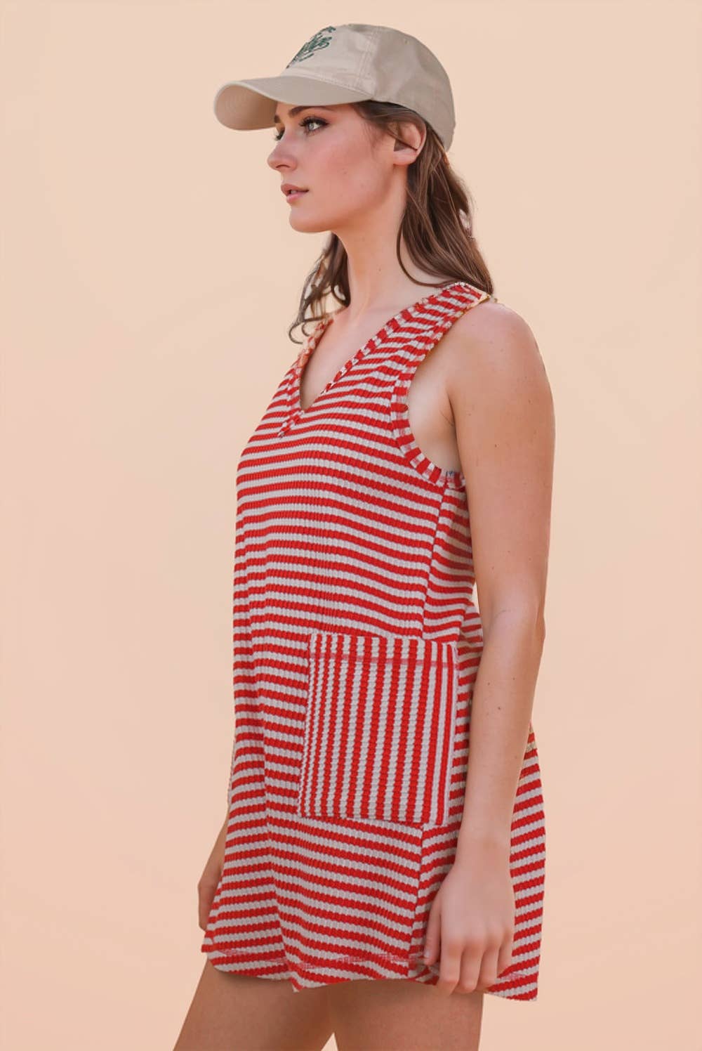 2071 Striped Casual Romper