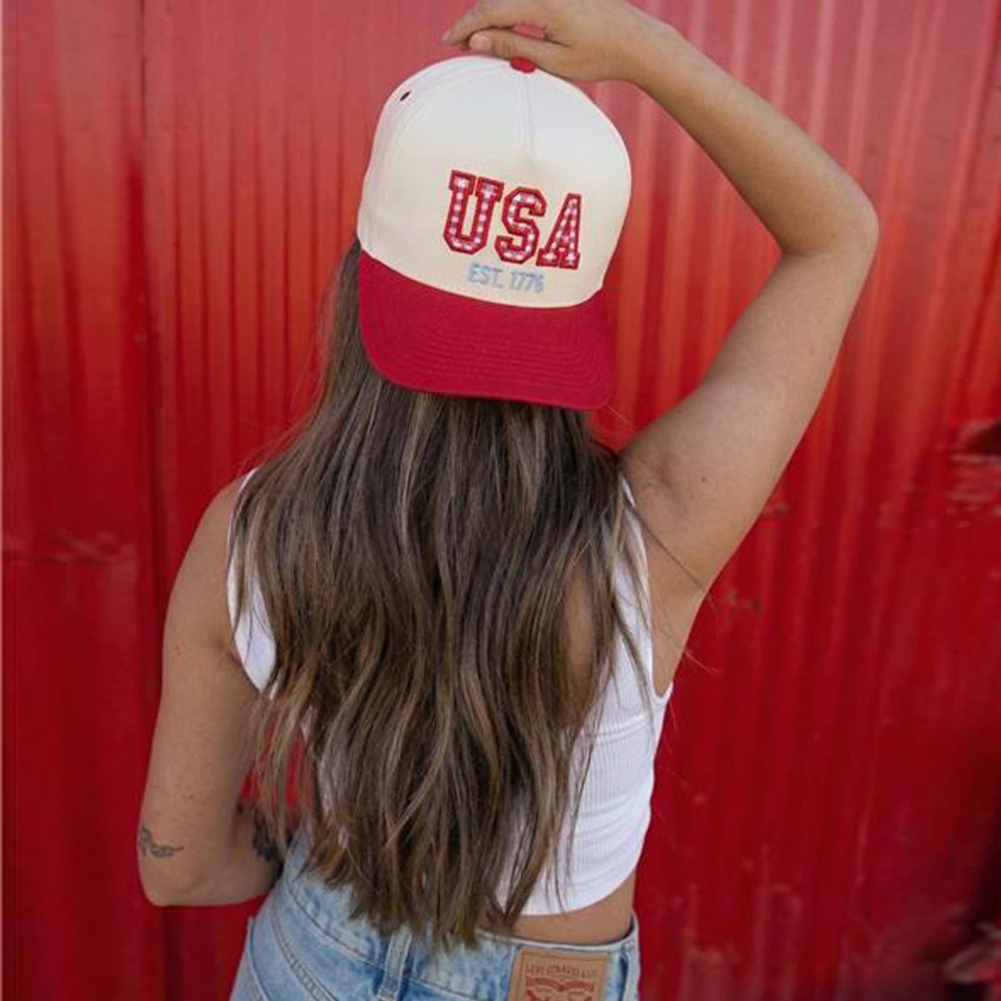 2040 Gingham USA Trucker Hat